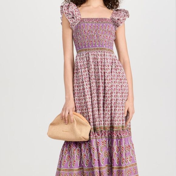 Mille Plus Olympic Heirloom Midi Dress mini floral Ruffle Cotton smocked Size XL - Picture 2 of 13